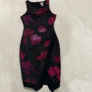 Black with burgundy flowers dress